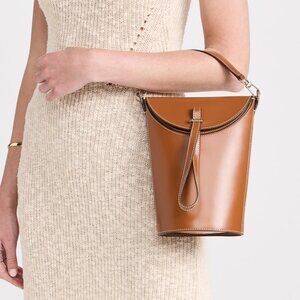 PHOEBE CONVERTIBLE BUCKET BAG TAN W/ CHROME HARDWARE